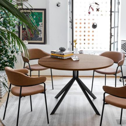 CB Giove round extending table tobacco oak