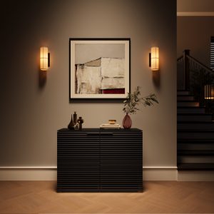 corridor storage 8108 BDI wood glass louvered cabinet charcoal 2